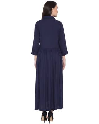 Blue Rayon Plain Islamic Abaya 4