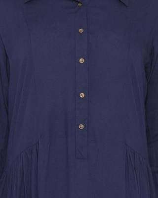 Blue Rayon Plain Islamic Abaya 5