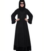Black Rich Nida Velvet Lace Lace Islamic Abaya
