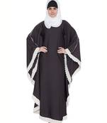 Dark Grey And White Lace Nida Lace Islamic Abaya
