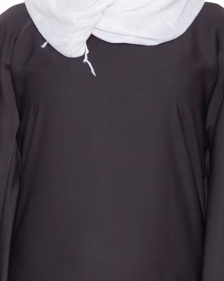 Dark Grey And White Lace Nida Lace Islamic Abaya 5