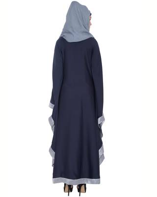 Blue Nida Lace Lace Islamic Abaya 4