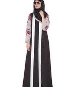 Dark Grey Beige Print Kashiboo Georgette Print Printed Islamic Abaya