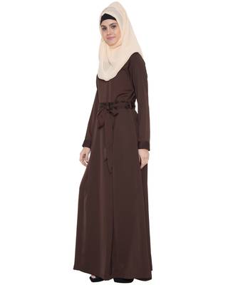 Dark Brown Rich kashibo Plain Islamic Abaya 2