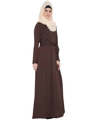 Dark Brown Rich kashibo Plain Islamic Abaya 3