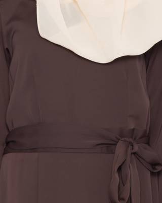 Dark Brown Rich kashibo Plain Islamic Abaya 5