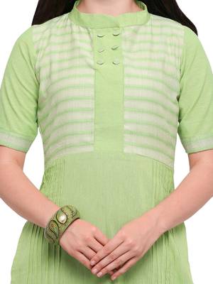 Light-green khadi cotton straight kurtis 4