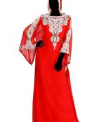 Red georgette farasha with zari and stone work