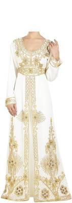 Off White georgette islamic kaftan with zari and stone work 1