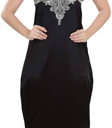 Black georgette islamic kaftan with zari and stone work