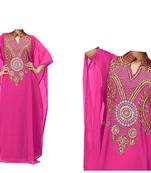 Pink georgette farasha with zari and stone work