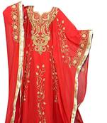 Red georgette farasha with zari and stone work
