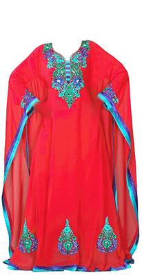 Peach georgette farasha with zari and stone work 1