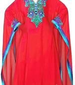Peach georgette farasha with zari and stone work