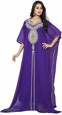 Purple georgette farasha with zari and stone work 1