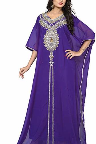 Purple georgette farasha with zari and stone work