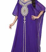 Purple georgette farasha with zari and stone work