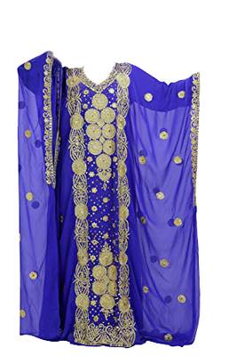 Royal blue georgette islamic kaftan with zari and stone work 1