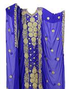 Royal blue georgette islamic kaftan with zari and stone work