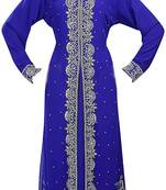 Royal blue georgette islamic kaftan with zari and stone work
