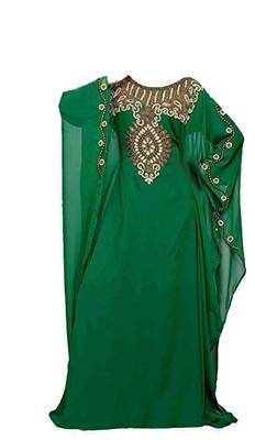 Green georgette farasha with zari and stone work 1