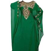 Green georgette farasha with zari and stone work
