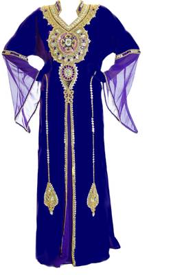 Navy blue georgette islamic kaftan with zari and stone work 1