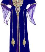 Navy blue georgette islamic kaftan with zari and stone work