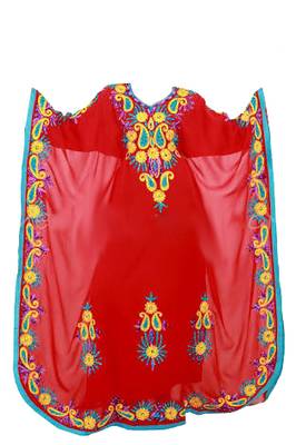 Red georgette farasha with zari and stone work 1