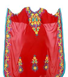 Red georgette farasha with zari and stone work