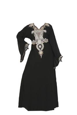 Black georgette farasha with zari and stone work 1