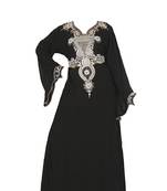 Black georgette farasha with zari and stone work