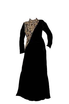 Black georgette farasha with zari and stone work 1