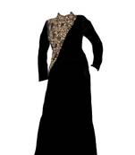 Black georgette farasha with zari and stone work