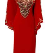 Red georgette farasha with zari and stone work