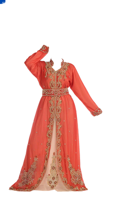 Orange Georgette Kaftan Gown with Zari Work 1