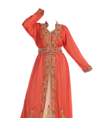 Orange Georgette Kaftan Gown with Zari Work