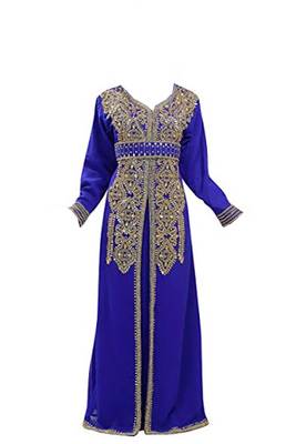 Royal blue georgette islamic kaftan with zari and stone work 1