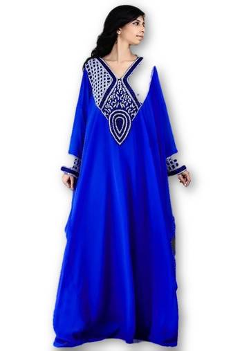 Royal blue georgette embriodery islamic kaftans