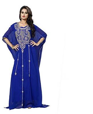 Royal blue georgette embriodery islamic kaftans 1