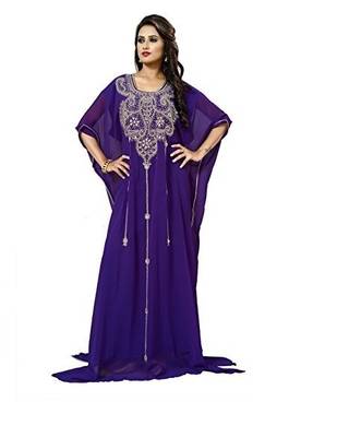 Purple georgette embriodery islamic kaftans 1