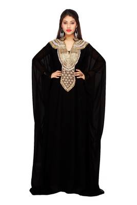 Black georgette embriodery islamic kaftans 1