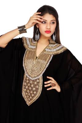 Black georgette embriodery islamic kaftans 3