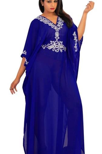 Royal blue georgette embriodery islamic kaftans