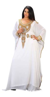 Cream georgette embriodery stitched islamic kaftans 1