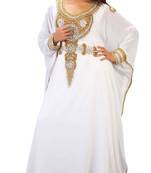 Cream georgette embriodery stitched islamic kaftans