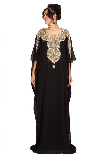 Black georgette embriodery stitched islamic kaftans