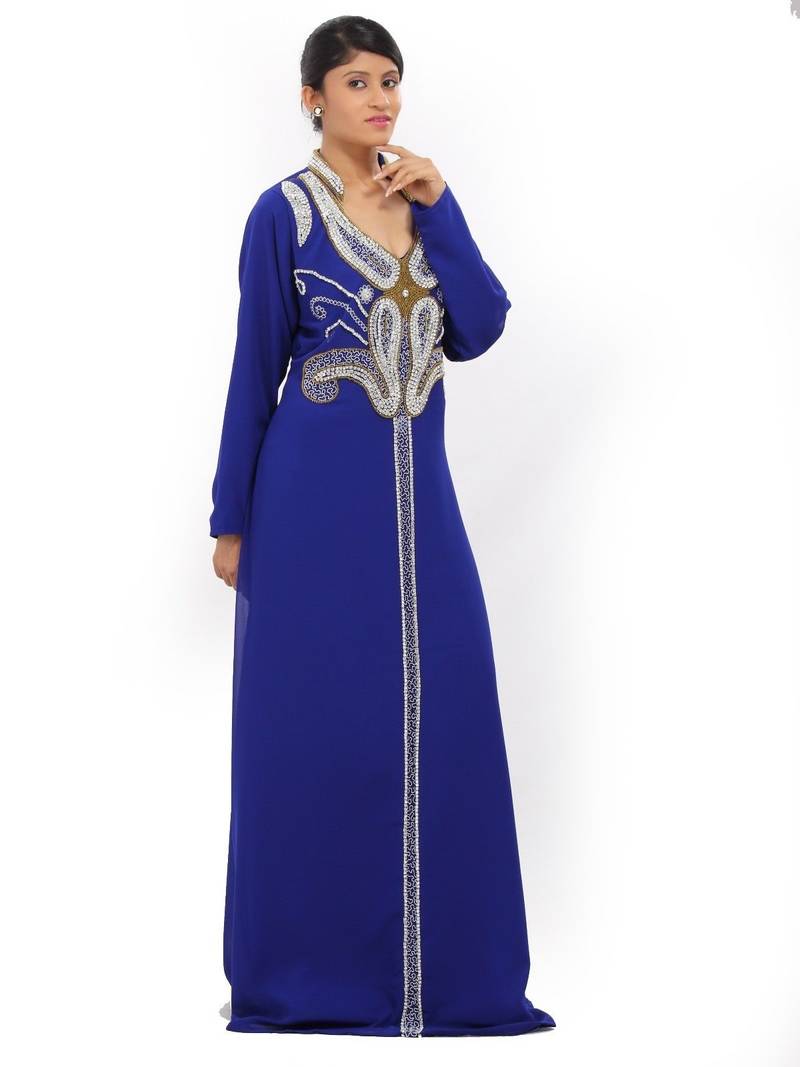Royal blue georgette embriodery stitched islamic kaftans