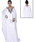 White georgette embroidery stitched islamic kaftans