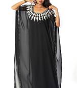 Black georgette embriodery stitched islamic kaftans